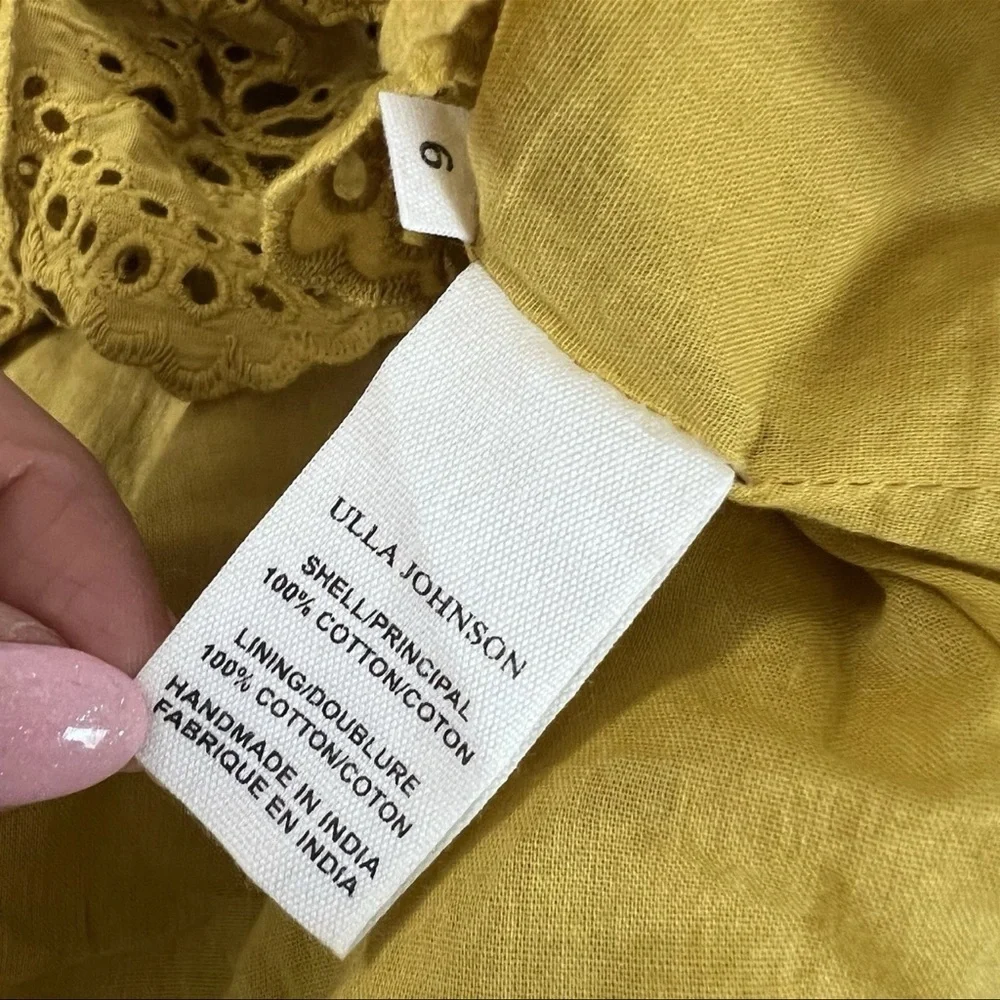 Ulla Johnson Dress size 6 Gwyneth One Shoulder Puff Sleeve Ruffle Eyelet F